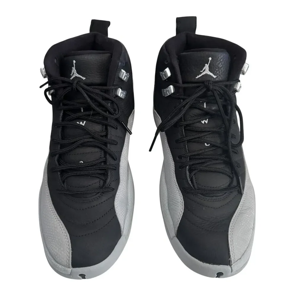 Air Jordan 12 Retro Barons Mens Size 9 Black Gray Leather Basketball CT8013-010